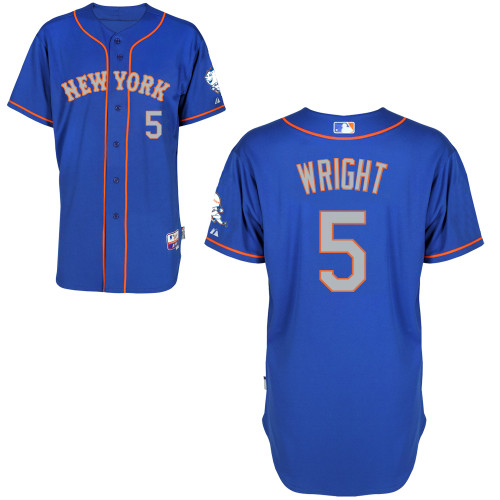 David Wright #5 MLB Jersey-New York Mets Men's Authentic Blue Road Baseball Jersey